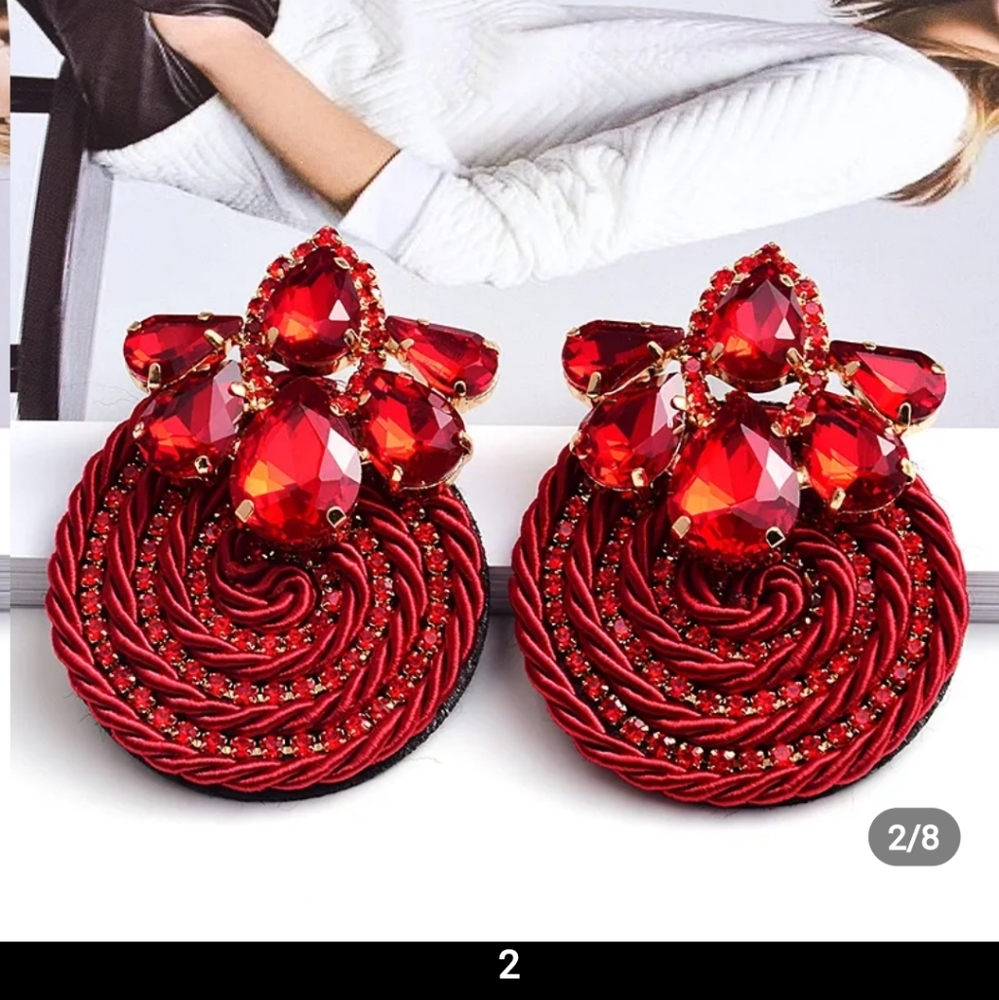 Red and gold crystal earrings
